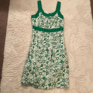Green and White Floral Dress